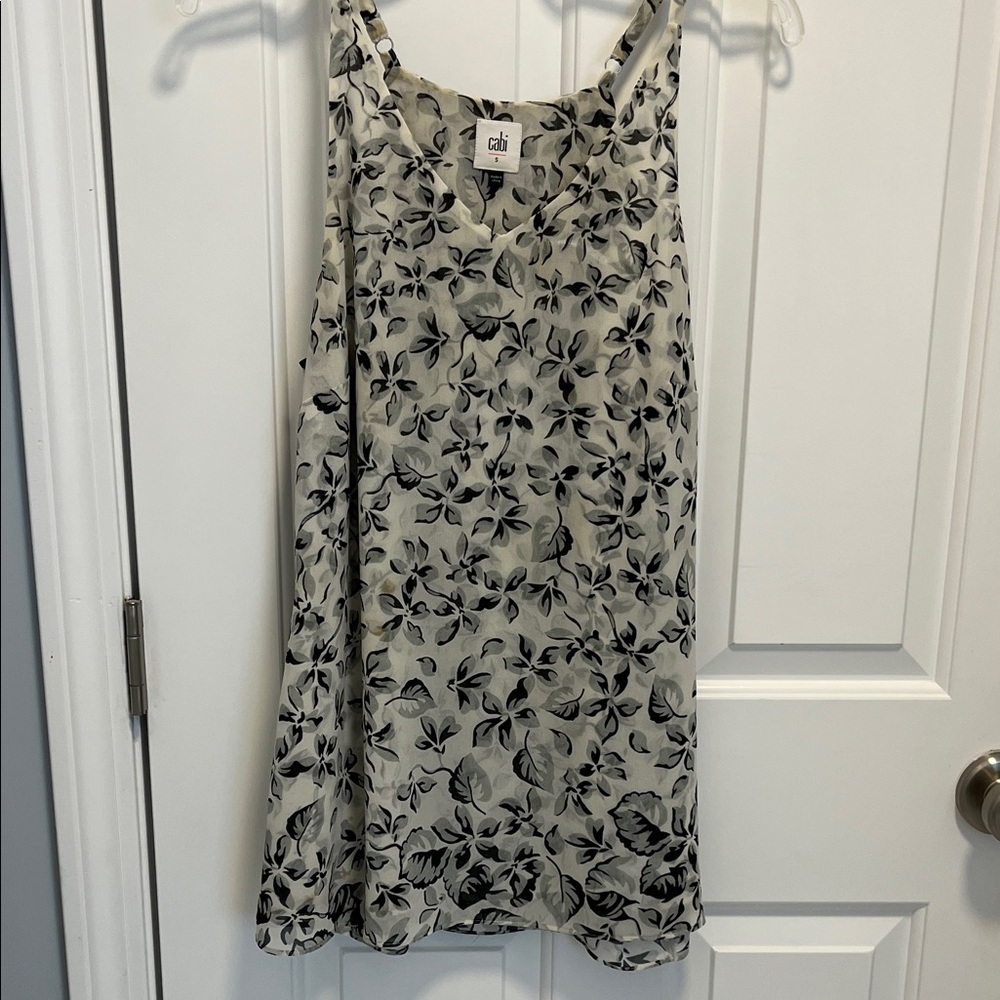 CAbi Black and Cream Floral Tunic Top
